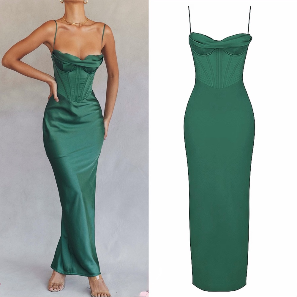 House of CB CHARMAINE Forest Corset Maxi Dress
